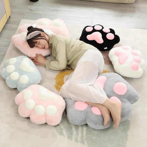 1PC 2 Sizes Soft Cat Paw Pillow Animal Seat Cushion Stuffed Plush Sofa Indoor Floor Home Chair Decor Winter Children Girls Gift