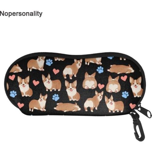 Printing Corgi Dog Sunglasses Soft Case Ultra Light Neoprene Zipper Eyeglass Case Glasses Bag with Belt Clip Easy to Carry