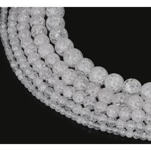 Pick Size 4mm 6mm 8mm 10mm 12mm Natural White Cracked Crystal Round Beads For Jewelry Making 15.5inch/strand