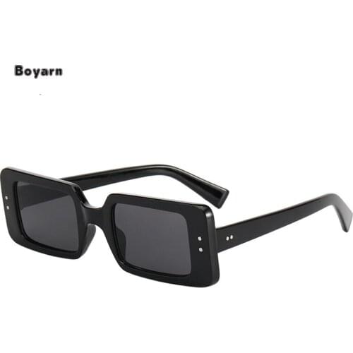 New 2021 Small Frame Square Sunglasses Boyarn Personality Sun Glasses Uv400 Street Shot Eyeglasses Women Plastic Adult 5258