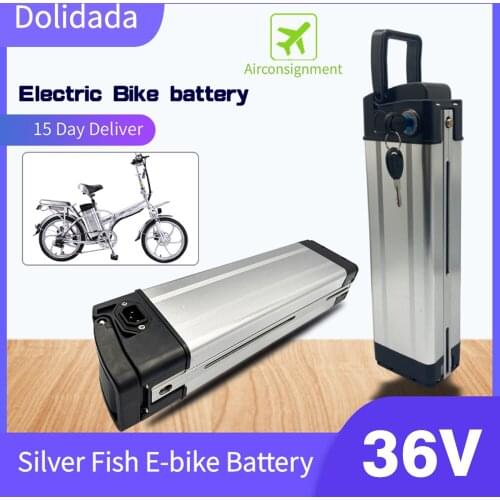 New 36V portable Silver fish style Electric Bike battery , high power 500W lithium battery aluminum shell suitable for E-bike