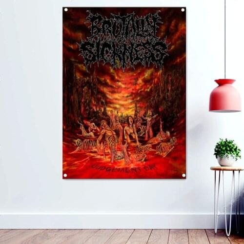 JUDGEMENT DAY Wallpaper Devil Dark Rock Band Artworks Flags Canvas Printing Wall Hanging Brutal Heavy Metal Poster Tattoo Banner