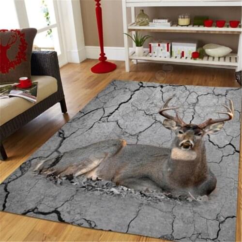 Deer Relax Broken Carpet Huntbeus Carpets Soft Flannel 3D Printed Rugs Mat Rugs Anti-slip Large Rug Carpet Home Decoration