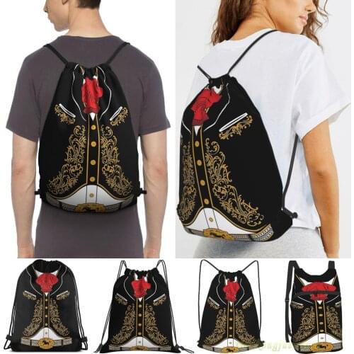 Men Sackpack Strap Bags Mariachi Charro Women Purpose Drawstring Backpacks Outdoor Travel Backpacks For Gym Training Fitness Bag