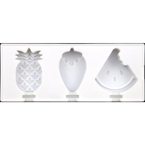3 watermelon pineapple with lid and stick silicone ice cream mold cartoon fruit series ice cream mold