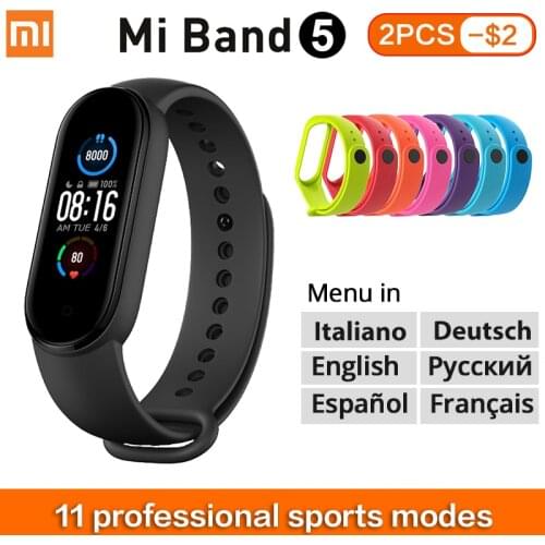 Xiaomi Mi Band 5 Smart Bracelet 1.1" AMOLED Screen Miband 5 Smartband Fitness Tracker Bluetooth 5.0 Sport Waterproof Smart Band