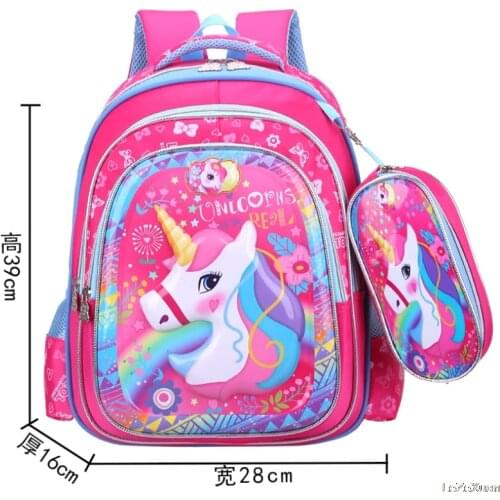 Disney Print Book Bag Large Capacity Schoolbag for Teenager Girls School Rucksack Children Unicorn Backpack