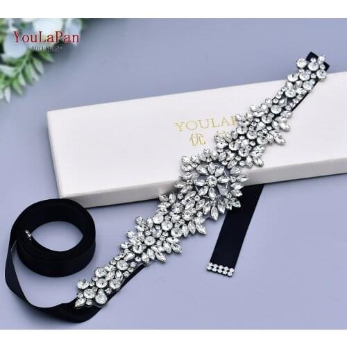 YouLaPan S319 Wedding Dress Silver and Crystals Belt Rhinestone Belts for Wedding Dresses Waist Belt for Wedding Bridesmaid Belt