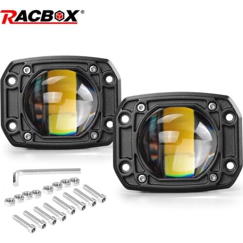 8D Lens Led Work Light 3 Inch Flush Mount Spotlight 6000K 3500K Dual LED Fog Lamp 12V 24V Fog Light For Offroad Car ATV Truck