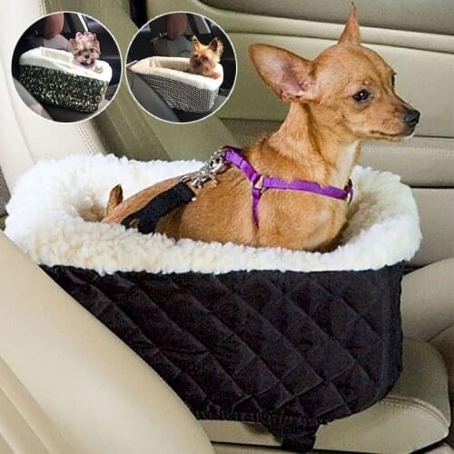 Universal Vehicle Armrest Box Pet Carrier Seat Nonslip Quilted Pet Car Carrier for Dog Bags for Small Dogs Outdoor Travel