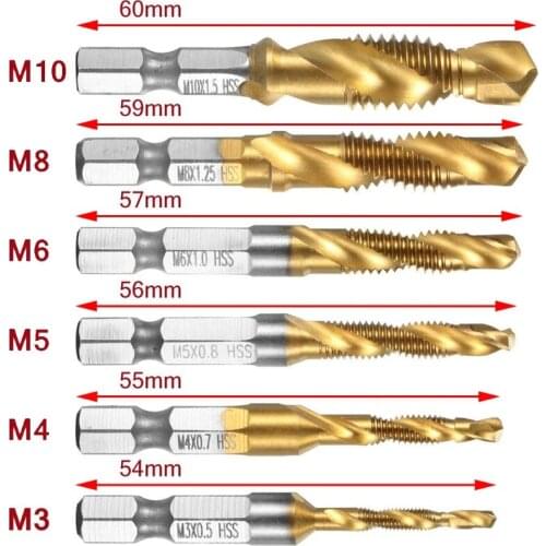 Hexagon Shank Screw Thread Metric Tap Drill Bits Screw Machine Compound Drill