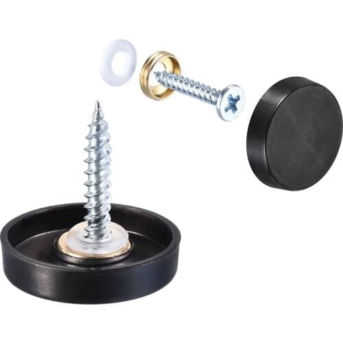 Uxcell Mirror Screws, 22mm/0.87", 12pcs Decorative Cap Fasteners Cover Nails, Wire Drawing, Black 304 Stainless Steel