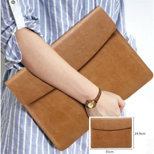 Waterproof clutch A4 file bag protective sleeve tablet liner pu business briefcase travel office computer bags PC storage 15.4