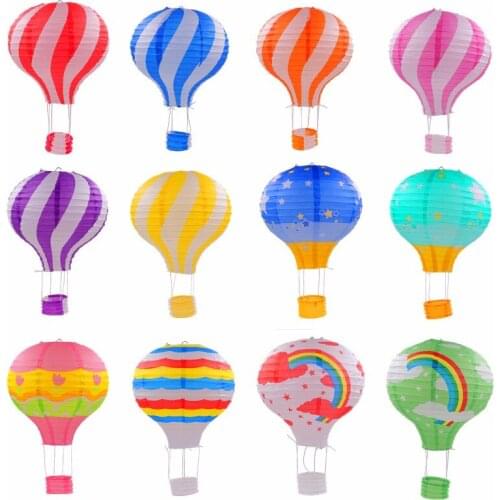 1pc 14inch 40cm Colorful Paper Lantern Hot Air Balloon Wedding Birthday Party Hanging Ornaments Kids Room Christmas Decoration