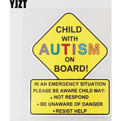 YJZT 11.3CM×14.5CM Child With Autism Car Truck Decal Warning PVC Car Sticker 12C-0348