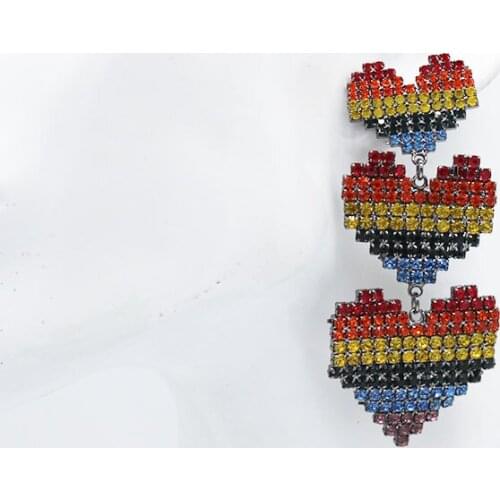 New Fashion wild temperament earrings full heart long earrings ladies with earrings catwalk girl heart accessories earrings574