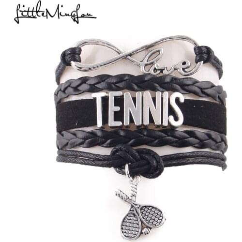 Little Minglou 5 style Tennis bracelet Tennis racket charm bracelets & bangles for women men sport leather jewelry drop shopping