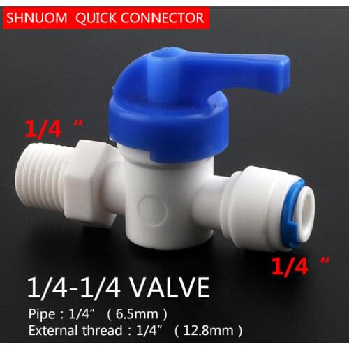 1/4" External thread to 1/4" tube Inline Quick Ball Valve BackwashPE Pipe Fitting Switch Filter Water Reveser Osmosis System