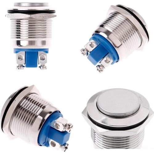 1Pc 19mm Waterproof Momentary Metal Push Button Switch High Head Switches Rating Value 3A/220V