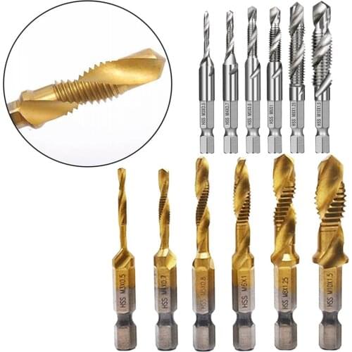 1pc M3-M10 Screw Tap Drill Bits Hss Tap Counter Sink Deburr Metric High Speed Steel 1/4 IN Quick Change Hex Tool For Woodworking