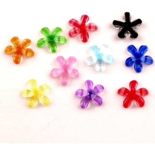 100Pcs Mixed Resin Bling Flower Decoration Crafts Beads Flatback Cabochon Scrapbooking For Embellishments Kawaii Diy Accessories