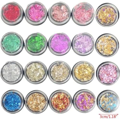 20 Colors/Set Nail Art Color Glitter Paper Sheet Flake Irregular Foil Paillette Chip DIY Fingers Decoration Sticker Manicure