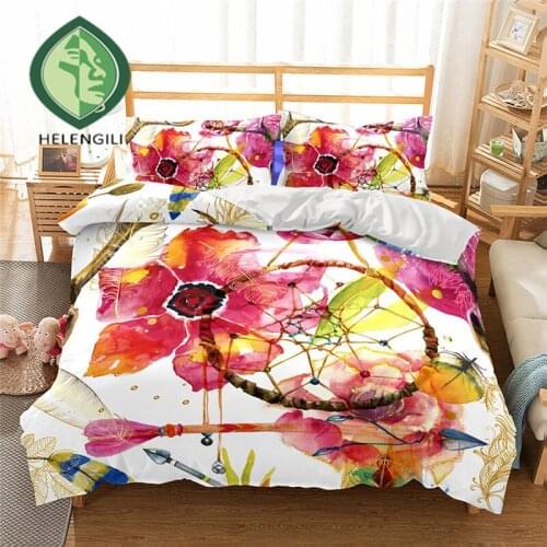 HELENGILI 3D Bedding Set Dreamcatcher Print Duvet cover set lifelike bedclothes with pillowcase bed set home Textiles #2-01