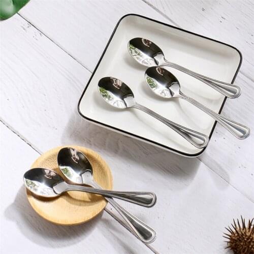 4/6/8/10pcs 4.3"11cm Creative Teaspoon Stainless Steel Dessert Coffee Spoon Western Small Ice Cream Scoop Silver Tableware set