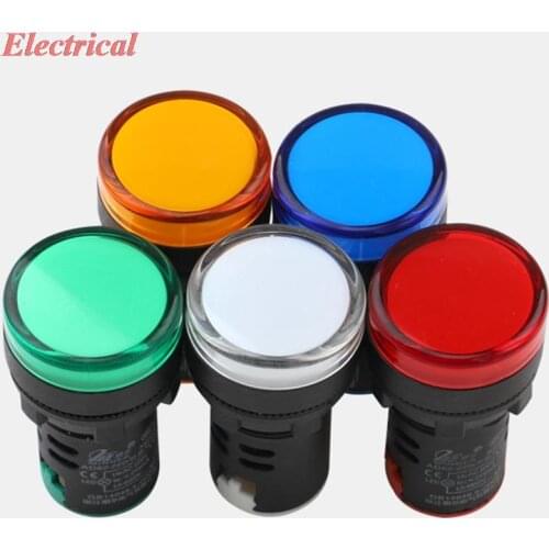 AD16-22DS LED Signal Lamp Power Indicator Bulb 24V 220V 380V Button Switch Electrical Accessories 22mm Mounted R / Y / B / G /W