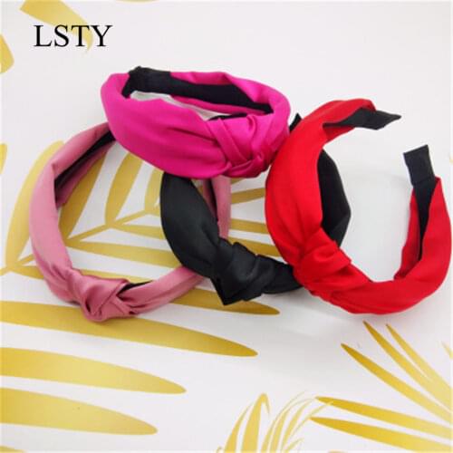 Free shipping elegant solid knot women hairbands girls headbandsins wide ladys headwear hair accessories
