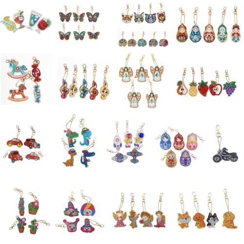 Different Design Diy Diamond Keychain Best Birthday Gift Diy Special Shape Full Drill Bag Accessories Women Girl Jewelry Keyring