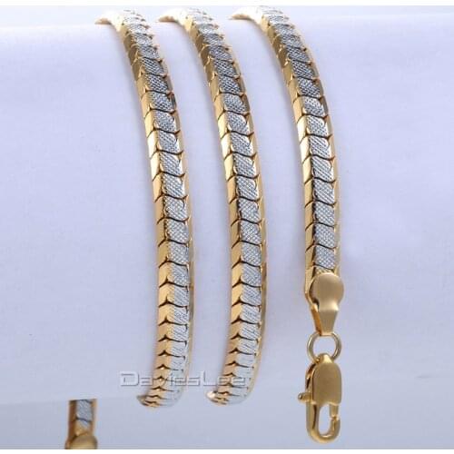 3/4/5mm Womens Mens Chain Unisex Boys Girls Cut Scales Nugget White Yellow Gold Filled GF Necklace Wholesale Jewelry Gift LGNM93