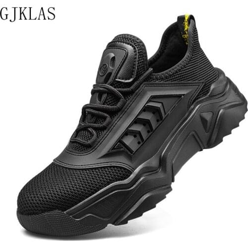 Black Safety Shoes with Steel Toe Cap Lightweight Comfy Sneakers Work Clothes Men Boots Protective Shoes for Men Safety Boots