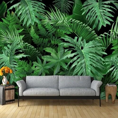 Custom Photo Mural 3D Green Leaves Waterproof Canvas Wall Painting Wallpaper For Living Room Bedroom Dining Room Home Decoration