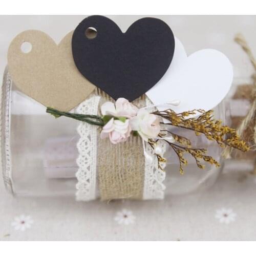 Hot Sale 50Pcs 4.5x4cm Heart Shape Kraft Paper Card Wedding Favour Gift Tags For DIY Tag Price Label Party Favor Cake Supplies