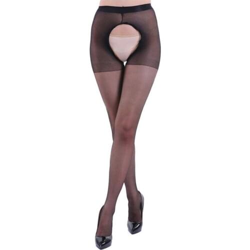 Hot sexy femme open crotch tights women thin solid crotchless pantyhose collants fantaisie femme