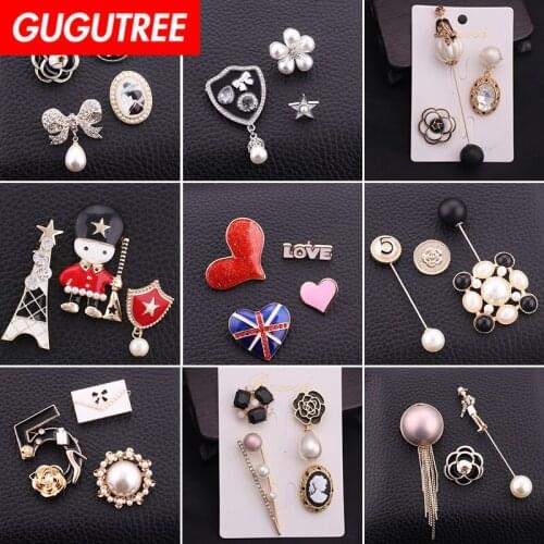 GUGUTREE brooch breastpin buttlefly flower star love heart patch metal patches badges applique patches for clothing HH-30