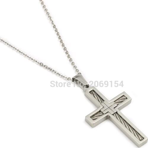 Cross Bracelet & Bangle Fashion Men Jewelry Charms Stainless Steel Choker Necklace Classic Pendant Casual Necklace