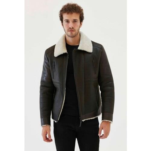 2019 New Mens Biker Shearling Jacket Turkey Motorcycle Jacket Mens Fur Coat Sheepskin Coat