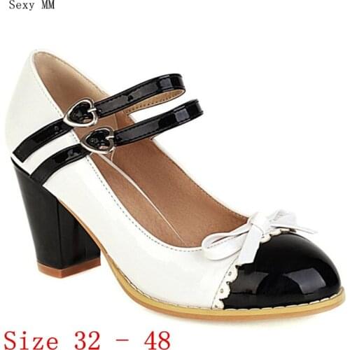 Summer High Heel Shoes Women Pumps Mary Janes Shoes High Heels Kitten Heels Small Plus Size 32 33 - 40 41 42 43 44 45 46 47 48