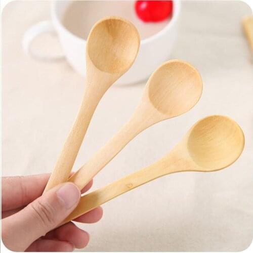 Small Mini Wooden Spoons For Kids Honey Kitchen Using Condiment Spoon 13*3.0cm Fast shipping LX6554