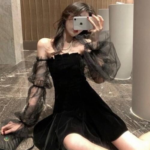 Sweet Sexy Girl Spring/Autumn French Renaissance Vintage Courtly Gentle Fairy Gothic Dark Lolita Mesh Dress Elegant Woman Dress