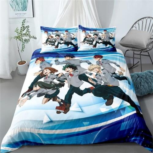 My Hero Academia Series Cartoon Coral Velvet Duvet Cover Pillowcase Printing Single Double Bed Hotel Family Bedding