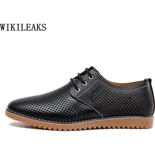 Black Mens Designer Shoes Brand Summer Shoes Men Luxury Genuine Leather Shoes Men Big Size 47 Fashion Zapatillas Casual Hombre