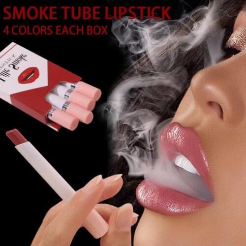 Lip Color Set Novel Cigarette Lipstick Matte Waterproof Matt Long-lasting Smoke Tube Lipstick Velvet Red Little Smoke Lip Tint