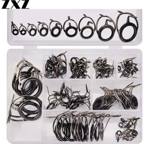 85Pcs/Box Fishing Rod Guide Ceramics High Carbon Steel Ring Surf Casting Rods Guides Rings Tip Top Repair Kit Fish Accessories
