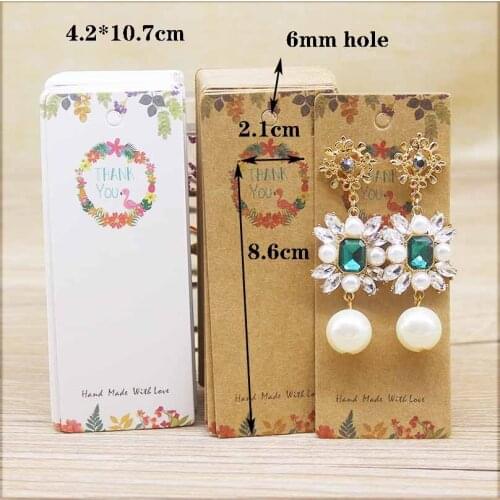 New DIY 50Pcs 4.2*10.7cm longer Thank you flower earring package card colorful animals print drop earring package card