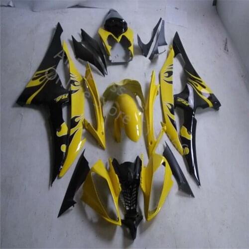 Yellow flames black Bodywork FOR YAMAHA YZFR6 YZF R6 2008 2009 2010 2011 2012 2013 2014 YZF6 08 10 11 12 13 14 Fairing