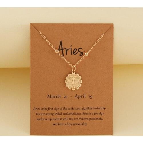 Gold Color Star 12 Constellation Zodiac Necklace For Women Charm Birthday Jewelry Gift Clavicle Chain Choker Party Accessories