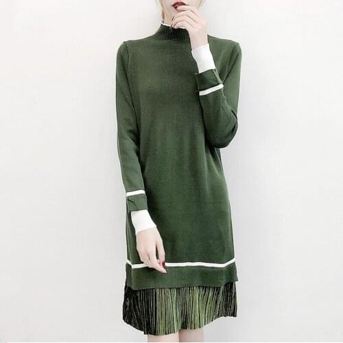 Dress For Women 2018 Autumn Sweater Dress Female knitted Pullovers Chic Patchwork Long Christmas Dresses Winter Party Dresses